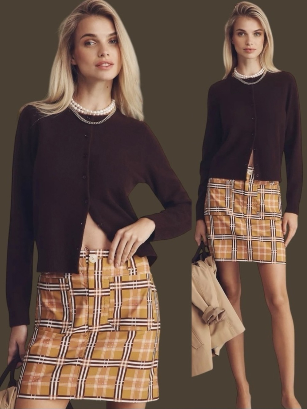 Anthropologie Maeve The Colette Mini Skirt Yellow Pink Plaid XXS NWT